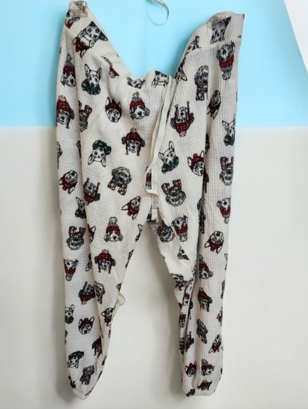 Cream Color Sleep Jogger Style with Playful Puppy Print● EUC